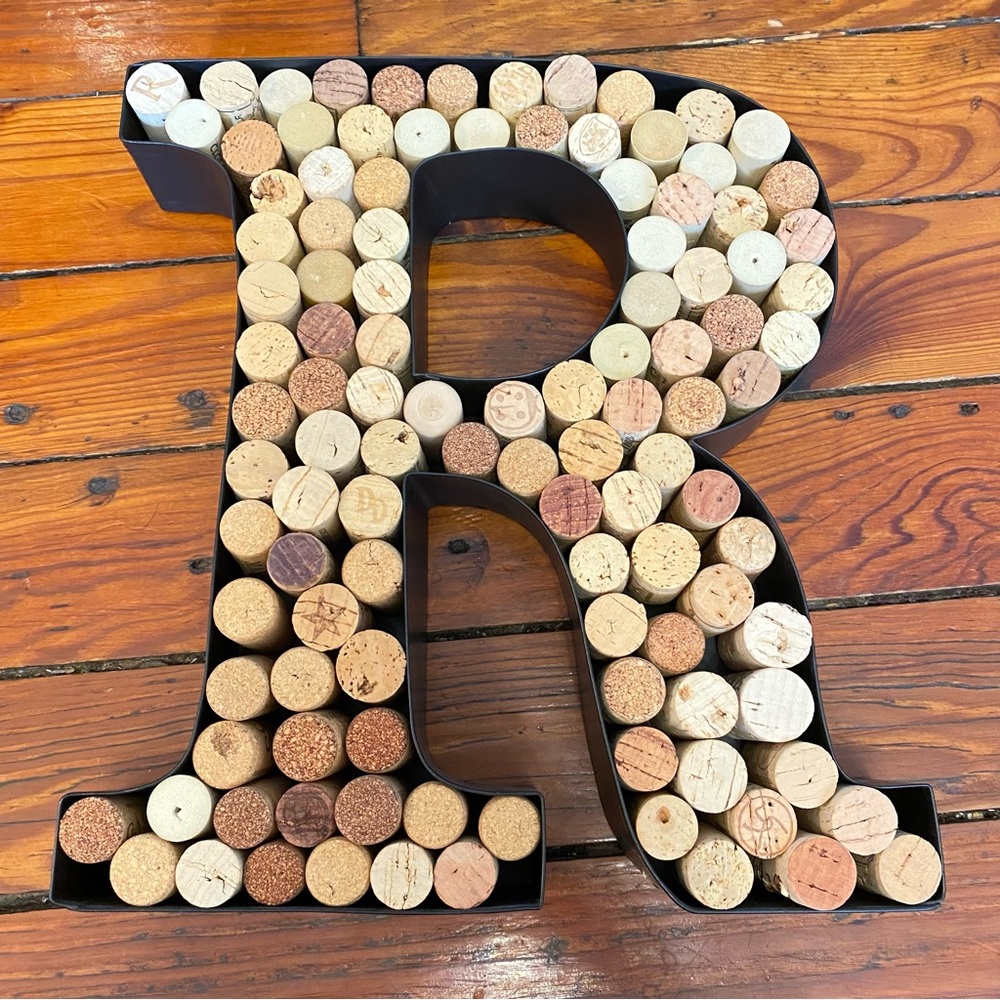 Wine Cork Holder Metal Monogrammed Letter R NWT